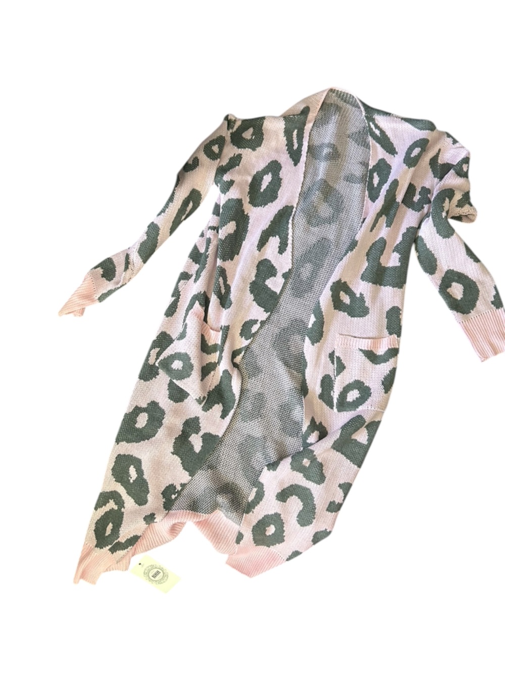 Pink and grey Two-Tone Knit Cardigan